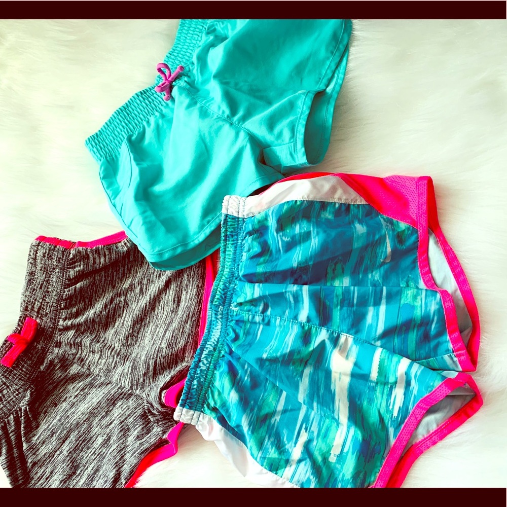 Three pairs girls athletic shorts size 6
